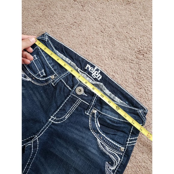 Reign Blue Denim Embroidered Cropped Jeans Pants Nina Women's Sz 5 - Picture 8 of 13